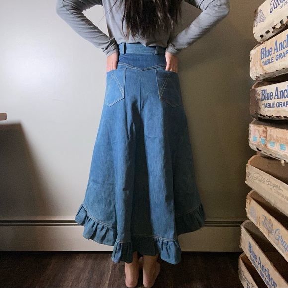 VINTAGE French dressing company denim high low skirt - Picture 3 of 4